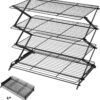 Geesta 2/3/4-Tier Upgraded Collapsible Cooling Rack with Adjustable 3 Setting Design Stackable Roasting Cooking Drying Wire Cooling Rack for Cookies Baking Gifts for Women 4 Tiers Black