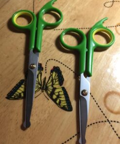 PET MAGASIN Japanese Stainless Steel Grooming Scissors (2) for Facial Hair and Larger for Body Trimming with Round Tip Grooming Sets 32 71ylkBrLBLL