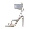 richealnini Women's Sparkly Clear Lace Up Ankle Strap High Heel Sandals 7 Silver 39 71yoSTkthYL