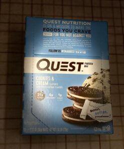 Quest Nutrition Cookies & Cream Protein Bars, High Protein, Low Carb, Gluten Free, Keto Friendly, 12 Count Cookies And Cream 43 71ypVcAO55L 1