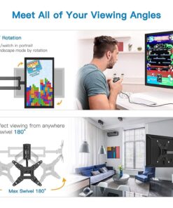 Alternative view of Full Motion TV Monitor Wall Mount Bracket Articulating Arms Swivel Tilt Extension Rotation for Most 13-42 Inch LED LCD Flat Curved Screen TVs & Monitors, Max VESA 200x200mm up to 44lbs by Pipishell