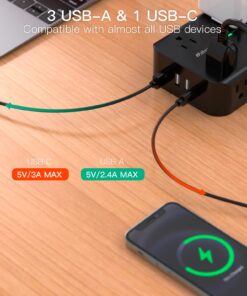 Power Strip Surge Protector - Flat Plug, Wall Mount, 8 Wide Outlets with 4 USB Ports (1 USB C), 5FT Heavy Duty Extension Cord with Multiple Outlets, Charging Station Overload Protection for Home Dorm 5 FT Black 25 71yqPy0MxfL