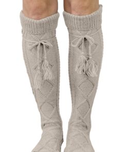 Modern Boho Tall Boot Socks Women's Tall Knit Alpine Style Tie Socks One Size Oatmeal 10 71yqnRAljL