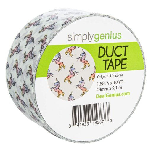 Simply Genius (Single Roll) Patterned Duct Tape Roll Craft Supplies for Kids Adults Colored Duct Tape Colors, Origami Unicorns