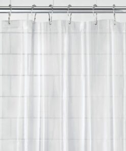 iDesign Waterproof PEVA Plastic Shower Curtain Liner for Use Alone or With Fabric Curtain, 72” x 72”, Clear 72" x 72" 24 71yrpHe7BmL