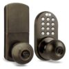 MiLocks TKK-02AQ Digital Door Knob Handle Lock with Electronic Keypad - Keyless Entry Smart Door Lock with Adjustable Latch Locks, Audible Tones for Interior Front Doors & More, Antique Brass 42 71yt9XrYD8L 1