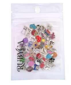 Alternative view of RUBYCA Metal Floating Charms Lot for DIY Glass Living Memory Locket Silver Gold Color Mix 6 50