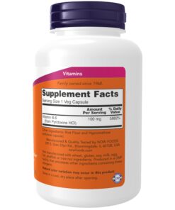 NOW Supplements, Vitamin B-6 (Pyridoxine HCl) 100 mg, Cardiovascular Health*, 250 Veg Capsules 250 Count (Pack of 1) 12 71yutNPogGL