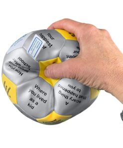 Alternative view of Shaped by Our Past Thumball Communication Game 6" | Yellow Conversation Starter | Ice Breaker - Share The Experiences That Shaped You | 32 Prompts