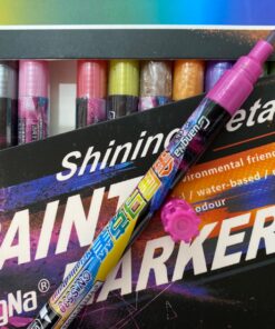 18 Colors Metallic Marker Pens, 0.7 mm Extra Fine Point Paint Pen, Metallic Painting Pens, Metallic Permanent Markers for Cards Writing Signature Lettering 28 71yvynnDinL