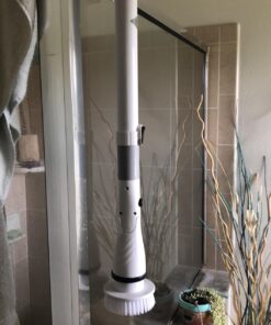 Electric Spin Scrubber, Cordless Power Brush Floor Scrubber with Adjustable Extension Arm and 4 Replaceable Bathroom Cleaning Brush Heads, Ideal for Tub, Tile, and Floor Cleaning White 34 71ywALOvldL