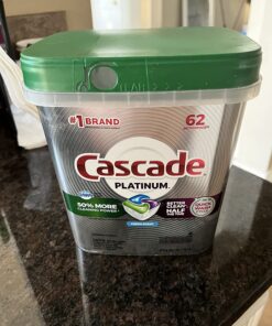 Cascade Platinum Dishwasher Pods, Detergent, Soap Pods, Actionpacs with Dishwasher Cleaner and Deodorizer Action, Fresh, 62 Count 62 Count (Pack of 1) 39 71yx63Kb76L