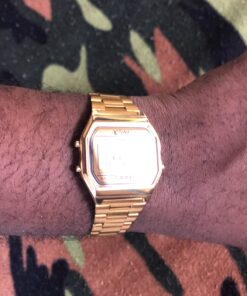 Digital Sports Watch Men's Women Water Resistant Outdoor Stainless Steel Band Electronic Square LED Back Light Wristwatch Gold 1123 32 71yxFJxgSBL