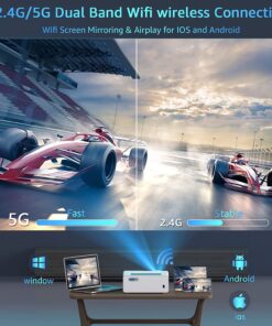 Native 1080P 5G WiFi Bluetooth Projector,15000L 450 ANSI Outdoor Movie Projector 4K Support and Max 450" Display, LED Home Theater Video Projector Compatible With iOS/Android/Win/TV Stick/PS5 White 27 71yxK0FVjvL