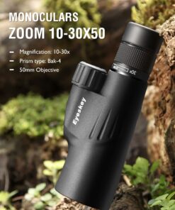 Eyeskey HD 10-30x50 High Powered Zoom Monocular Telescope - Waterproof and Fog-proof - Bright and Clear FMC Lens - Coated Bak-4 Prism - Single Hand Focus Scope for Concert, Traveling, Wildlife Scenery 16 71yxPTHpjPL