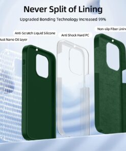 JTWIE [5 in 1 for iPhone 12 Phone Case/iPhone 12 Pro Phone Case with Screen Protector and Camera Lens Protector, Liquid Silicone Phone Case for iPhone 12 Pro (Alpine Green)… Alpine Green 22 71yyJ0an2OL