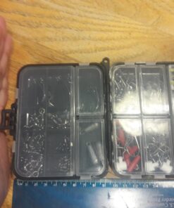 SUPERTHEO Fishing Accessories Kit with Hooks Bass Casting Sinkers Fishing Swivels Snaps Sinker Slides Fishing Line Beads Fishing Set with Tackle Box Lanyard 140pcs Swivels 18 71z 32B5tL