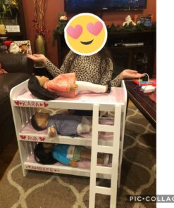 Badger Basket Toy Doll Triple Doll Bunk Bed with Ladder, Bedding, and Personalization Kit for 20 inch Dolls - Pink Gingham 38 71z V468dFL