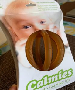 Calmies Teether for Babies Without BPA, Natural 100 Percent Rubber Toy for Infants, Plant Based, No Parabens, PVC or Phthalates, Unscented 30 71z XAN0m3L