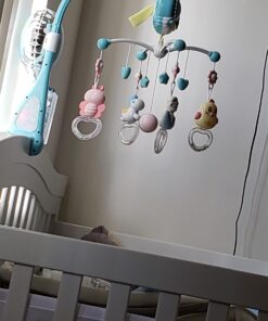 Baby Musical Crib Mobile with Timing Function Projector Lights,Stand-Along Rattles and 150 Melodies Music Box with Remote Control for Newborn 0-24 Months Blue 51 71z0cphPCYL