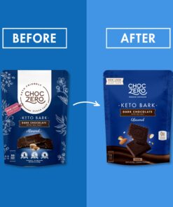 ChocZero's Keto Bark, Dark Chocolate Almonds with Sea Salt. Sugar Free, Low Carb. No Sugar Alcohols, No Artificial Sweeteners, All Natural, Non-GMO (2 bags, 15 servings/each) Almond 20 71z24hm30iL
