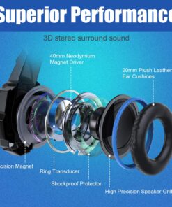 Alternative view of BENGOO G9000 Stereo Gaming Headset for PS4 PC Xbox One PS5 Controller, Noise Cancelling Over Ear Headphones with Mic, LED Light, Bass Surround, Soft Memory Earmuffs (Blue) Blue