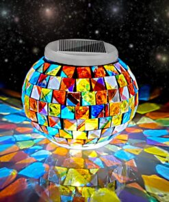 Aukora Color Changing Solar Powered Glass Ball Garden Lights, Table Lights Waterproof Led Night Light for Garden, Patio, Party, Yard, Outdoor/Indoor Decorations, Ideal Gift(Mosaic Glass) Art Deco