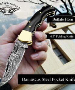 Best.Buy.Damascus1 Pocket knife Buffalo Horn Damascus knife, Pocket Knife For Men, 4pcs Knife Set, Folding Knife, With knife Sharpeners, Premium Quality gifts for men Black 33 71z4TqXFMkL