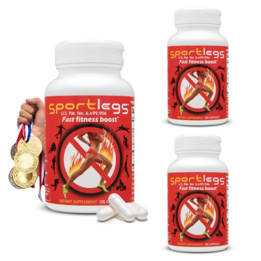 SPORTLEGS Fast Fitness Boost Pre-Workout Lactic Acid Supplement, 120-Capsule Bottle, Pack of 3 120 Count (Pack of 3)