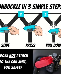 UnbuckleMe Car Seat Buckle Release Tool - Easy Opener Aid for Arthritis, Long Nails, Older Kids - Button Pusher for Infant, Toddler, Convertible 5 pt Harness car Seats - As Seen on Shark Tank (Aqua) Aqua Blue 22 71z59N5pkYL