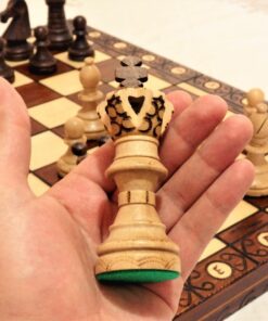 Wegiel Handmade European Ambassador Chess Set - Wooden 21 Inch Beech & Birch Board with Felt Base - Carved Hornbeam & Sycamore Wood Chess Pieces Ambassador - Brown 79 71z5knYjQiL