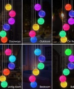 AceList Color Changing Solar Power Wind Chime Crystal Ball Wind Chime Wind Mobile Portable Waterproof Outdoor Windchime Light for Patio Yard Garden Home C-crystal Ball 19 71z6lg8tpBS