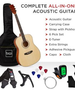 Alternative view of Best Choice Products 41in Full Size Beginner All Wood Acoustic Guitar Starter Set w/Case, Strap, Capo, Strings, Picks, Tuner - Natural