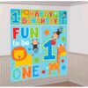 amscan One Wild Boy 1st Birthday Scene Setters Wall Decorating Kit, 59" x 65", Blue/Green 57 71z8I9VB4KL