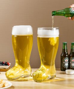 Alternative view of MyGift 2 Liter Das Boot Style Beer Glasses Large German Stein for Oktoberfest Theme, Set of 2