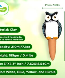 MIMA2672 Large Size Owl Plant Watering Globes Shapes - 4 Self Watering Spikes Automatic Plant Waterer Irrigation Drippers -Plant Watering Devices Keep Indoor & Outdoor Plants Nourish OWL - white yellow purple blue 13 71z8pun1wL