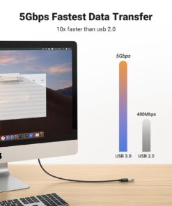 UGREEN USB Extender, USB 3.0 Extension Cable Male to Female USB Cable High-Speed Data Transfer Compatible with Webcam, Gamepad, USB Keyboard, Mouse, Flash Drive, Hard Drive, Oculus VR, Xbox 3 FT 14 71z96EDZdyL