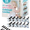 Child Locks for Cabinets and Drawers - 12 Pack - No Drill Baby Proofing Cabinets, Make Baby Safety Easy with Baby Cabinet Locks, These Cabinet Child Locks Secure Drawers, Cupboards, Cabinet in Seconds 12 Count (Pack of 1) 13 71z9rY3 BL