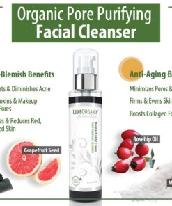 LuxeOrganix Purifying Organic Face Wash for Oily Skin with Bamboo Charcoal, Vitamin C, Aloe Vera, and Silicone Scrubby (5 oz) 19 71zB0GeWehL