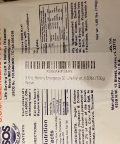 S.O.S. Rations Emergency 3600 Calorie Food Bar - 3 Day / 72 Hour Package with 5 Year Shelf Life Net wt. 1.60lbs (756g) 1 Pack 18 71zBH2aqSL