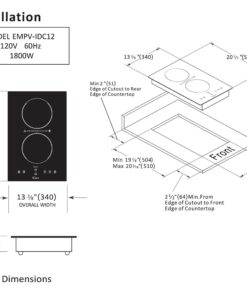 Alternative view of Empava Electric Stove Induction Cooktop Vertical with 2 Burners in Black Vitro Ceramic Smooth Surface Glass 120V, 12 Inch Induction 12in