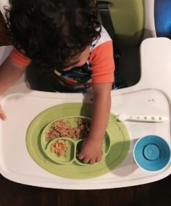 ezpz Mini Mat (Lime) - 100% Silicone Suction Plate with Built-in Placemat for Infants + Toddlers - First Foods + Self-Feeding - Comes with a Reusable Travel Bag - 6 Months+ Lime 30 71zD6sktJrL