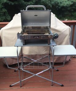 Camco Olympian Deluxe Portable Grill Table | Provides Plenty of Room for Grilling Gear | Ideal for Picnics, Camping, Boating, Tailgating, and Backyard BBQs | (57293) Silver Camping Grill Table 60 71zDazaA6oL