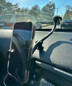 1Zero Solid Car Truck Phone Mount Holder with 14-Inch Gooseneck Long Arm, Windshield Window Mobile Holders w/Industrial-Strength Suction Cup, Anti-Shake Stabilizer Compatible All Cell Phones iPhone Black Mirror Surface with Silver Ring 35 71zEWlAup9L