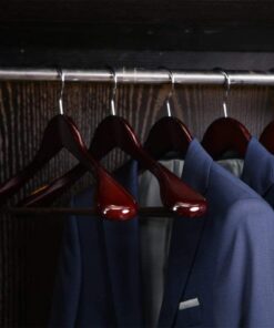 JS HANGER Wooden Suit Hangers, 6 Pack Extra-Wide Shoulder Wood Coat Hangers with Non Slip Pant Bar, Extra Smooth and Splinter Free Walnut Finish 16 71zEiXxucPL