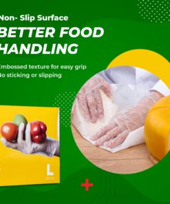 Disposable PE Plastic Clear Gloves, BPA, Rubber, Latex Free, For Safe Cooking Prep, Kitchen Preparation, And Food Serving And Service, Disposal Cleaning Poly/Polyethylene Gloves Size Large Box of 500 17 71zEuesEUiL