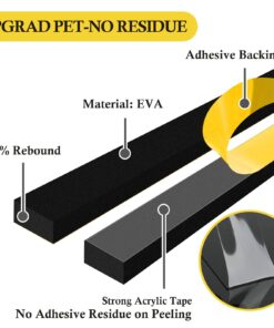 Fowong Foam Tape Weather Strip 3 Rolls, 1/4" W X 1/8" T X 16' L, Self-Adhesive Thin Size Foam Tape High Density Thin Insulation Rubber Strip, 3 Rolls X 16 Ft, Black 1/4inch * 1/8inch 10 71zFZwu0NCL