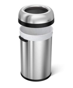 simplehuman 115 Liter / 30 Gallon Bullet Open Top Trash Can Commercial Grade Heavy Gauge, Brushed Stainless Steel 115 Liter Round 9 71zGL7zVEWL