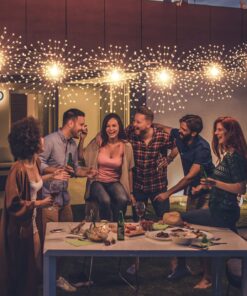 200LED Hanging Sphere Lights, Battery Operated Starburst Lights, 8 Modes Dimmable Remote Control, Waterproof Fairy Lights, Copper Wire Lights, Indoors Outdoors Christmas Decoration (Warm White) 1 Pack Warm White 21 71zGs3pLwL