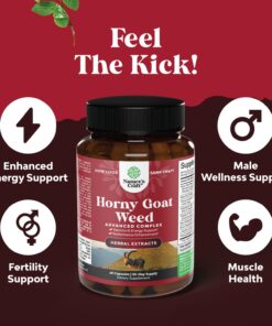 Horny Goat Weed for Male Enhancement - Extra Strength Horny Goat Weed for Men 1590mg Complex with Tongkat Ali Saw Palmetto Extract Panax Ginseng and Black Maca Root for Stamina & Energy - 30 Servings 60 Count (Pack of 1) 25 71zGtqLlWOL 1